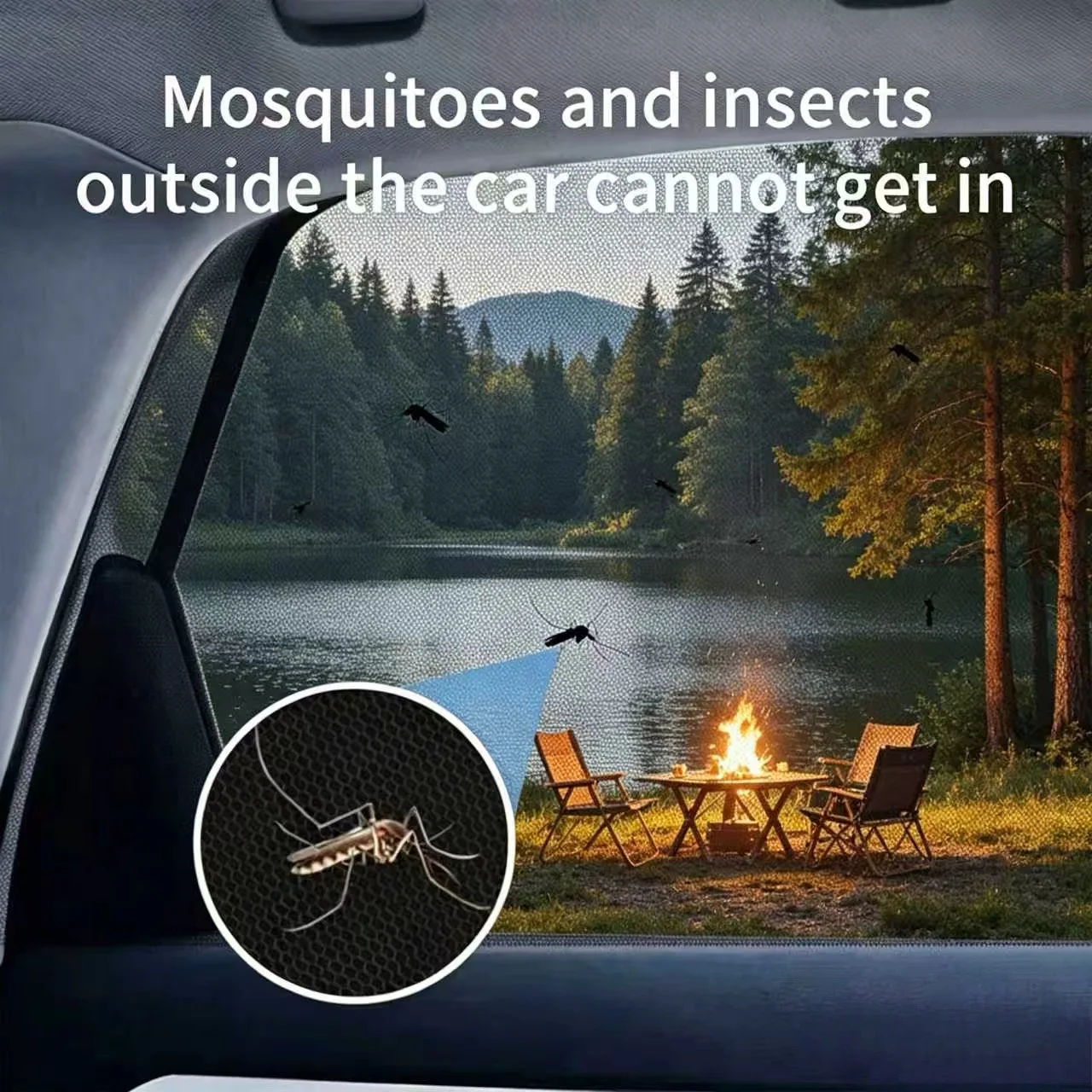 5 Piece Car Mosquito Net Set SUV Window and Tailgate Sunshade Mosquito Net Suitable for Off Road Camping and Travel