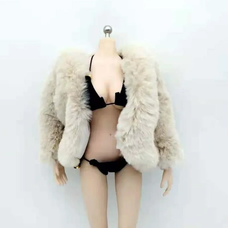 Tbleague scala 1/6 Off White Fur Coat City Girl Fashion Winter Jacket Clothes Model for 12in Action Figure Doll