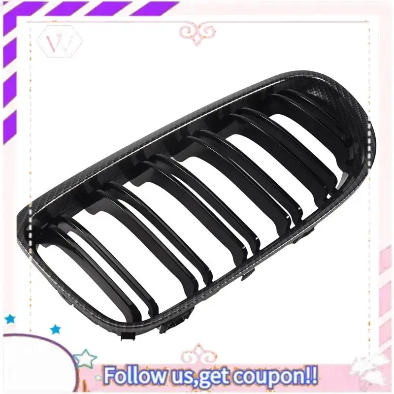 

Easy To Use Car Carbon Fiber Glossy Black Double Slat Front Kidney Grille Grill For-BMW E90 E91 LCI 3 Series 2009-2011