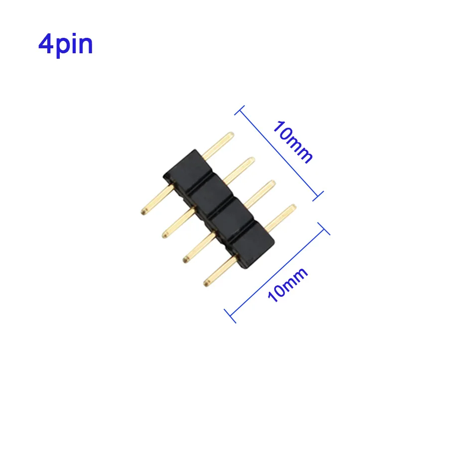 10 قطعة/الوحدة 10 مللي متر واسعة 4Pin إبرة ذكر نوع Led قطاع موصل محول مزدوج 4 دبوس موصل ل 5050 2835 RGB Led قطاع ضوء