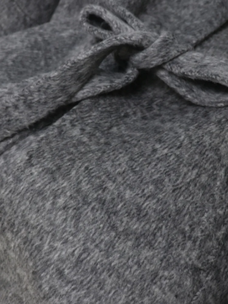 ZMEENNA إمرأة مزيج الصوف الأبيض معطف الرأس أنيقة عالية الرقبة المعطف مع التعادل حزام خصر الخريف الشتاء سترة دافئة ZM4309