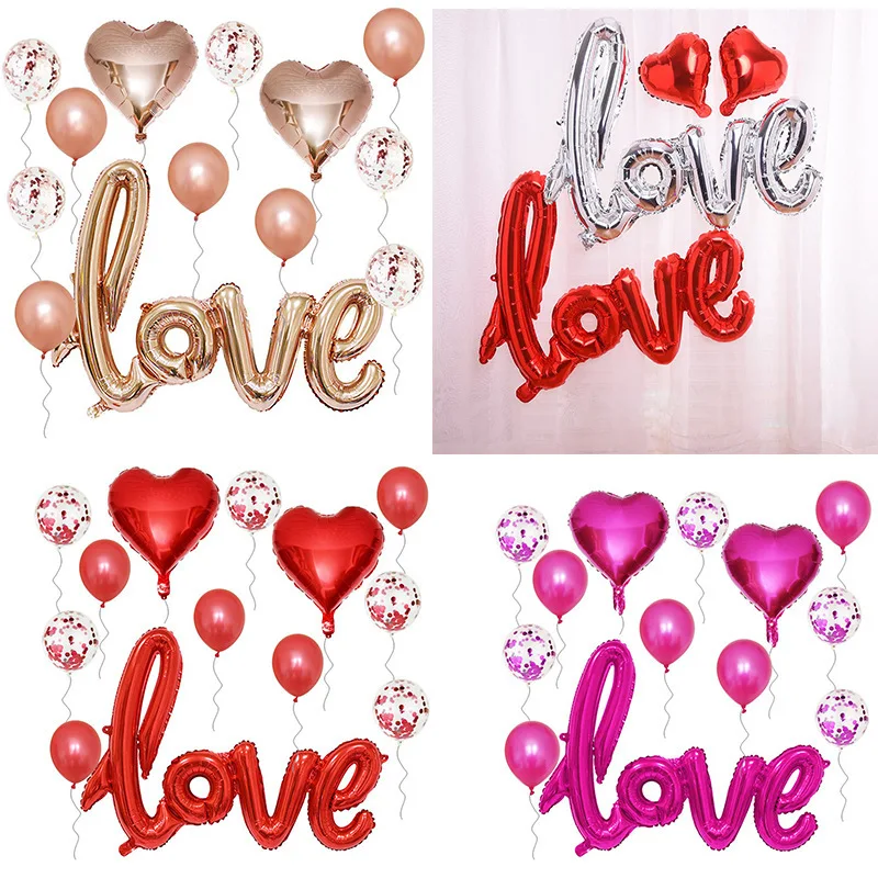 Large Marriage Love Aluminum Film Balloon, Wedding Room Decoration, Qixi Valentine's Day, Scene Decoration Supplies, One Piece