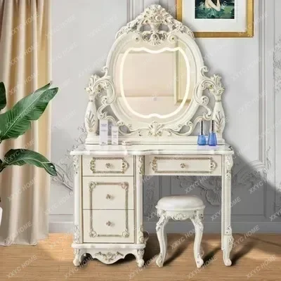 Dressers for Bedroom Princess Furniture Ins White Dressing Table Makeup Vanity Table with Light Mirror Set