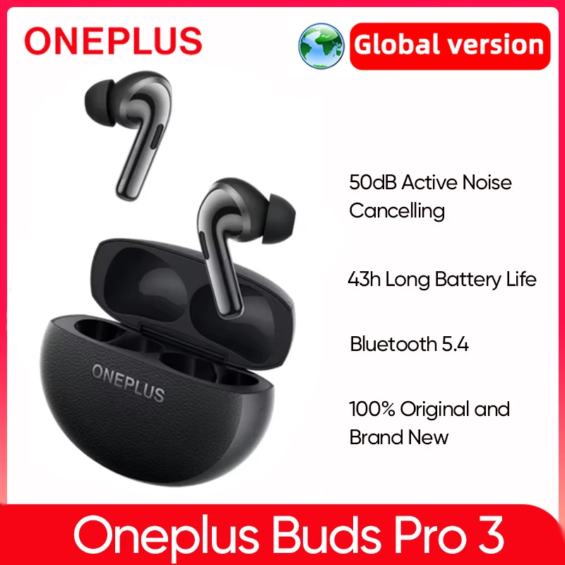 Nuevos Auriculares Bluetooth TWS OnePlus Buds Pro 3 Versión Global con Cancelación Activa de Ruido de 50dB y 43h de Duración de Batería para OnePlus 12