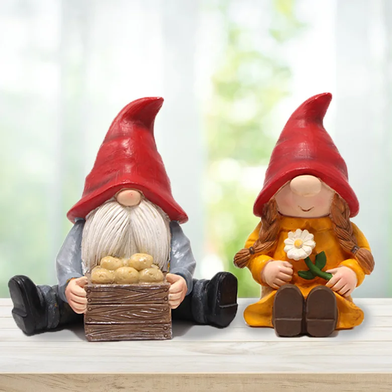 

‌2pcs/set Handmade Resin Dwarf Statue Set - Unique Outdoor Decor for Fairy Garden‌