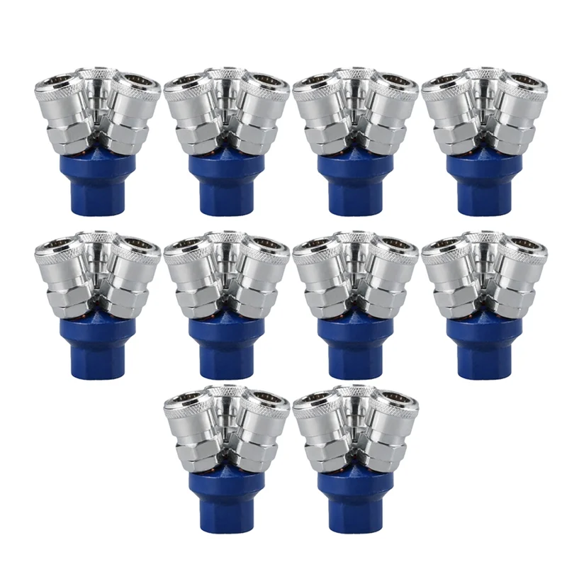 WCS-1Set Quick Connector Air Compressor 2 Way 3 Way Silver+Blue Manifold Quick Connect Three