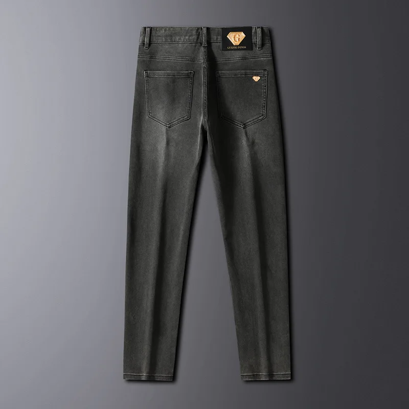 Jeans d'affaires haut de gamme pour hommes, simples et légers, luxe, tout assressenti, coupe couvertes, droite, commande FJJ, printemps, nouveau, 2024