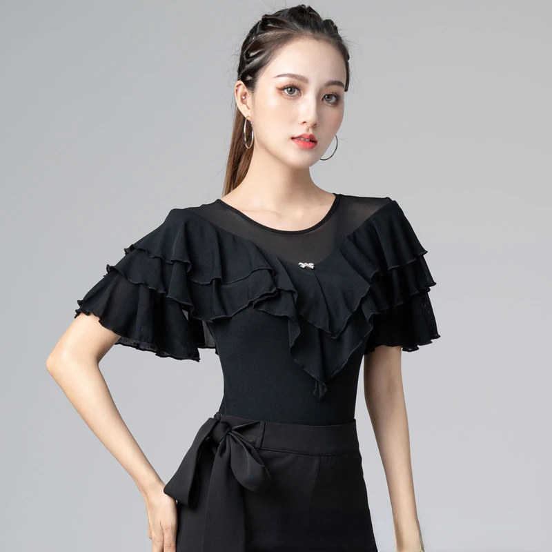 Women\'s Line Dance Tops Samba Party Latin Shirt 2025 Summer New Adult Female Dance Long Sleeve Tops Performance Practice Clothes