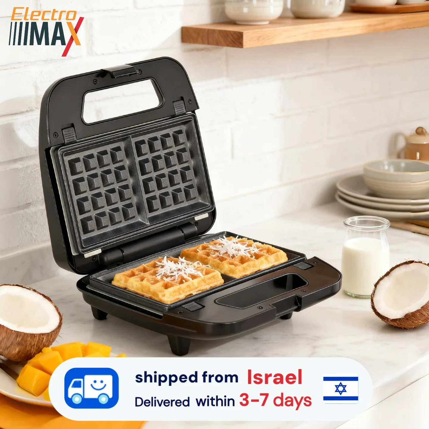 מכשיר וופל וסנדוויץ' חשמלי אלקטרו מקס 750W