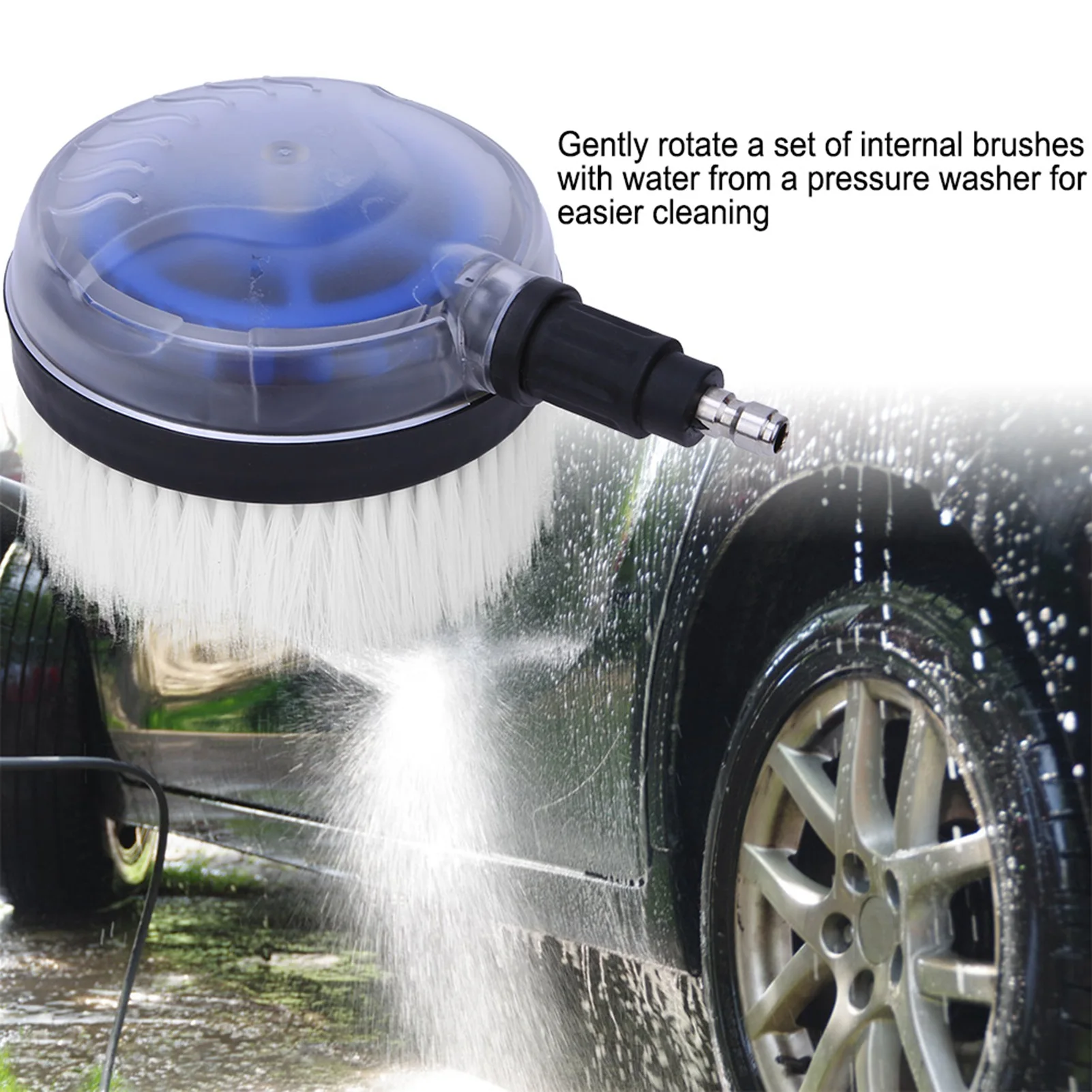 Rotary Wash Brush 360-Degrees Fan-Shaped for High Pressure Water Gun 1/4 Quick Connector Car Rotation Brush Rotary Wash Brush