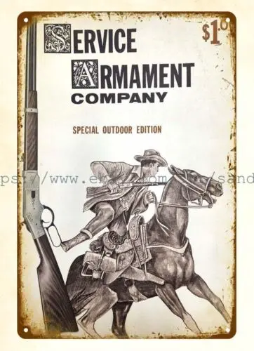 1967 Service Armament Co Guns Rifles Firearms Outdoor cowboy horse metal tin sign