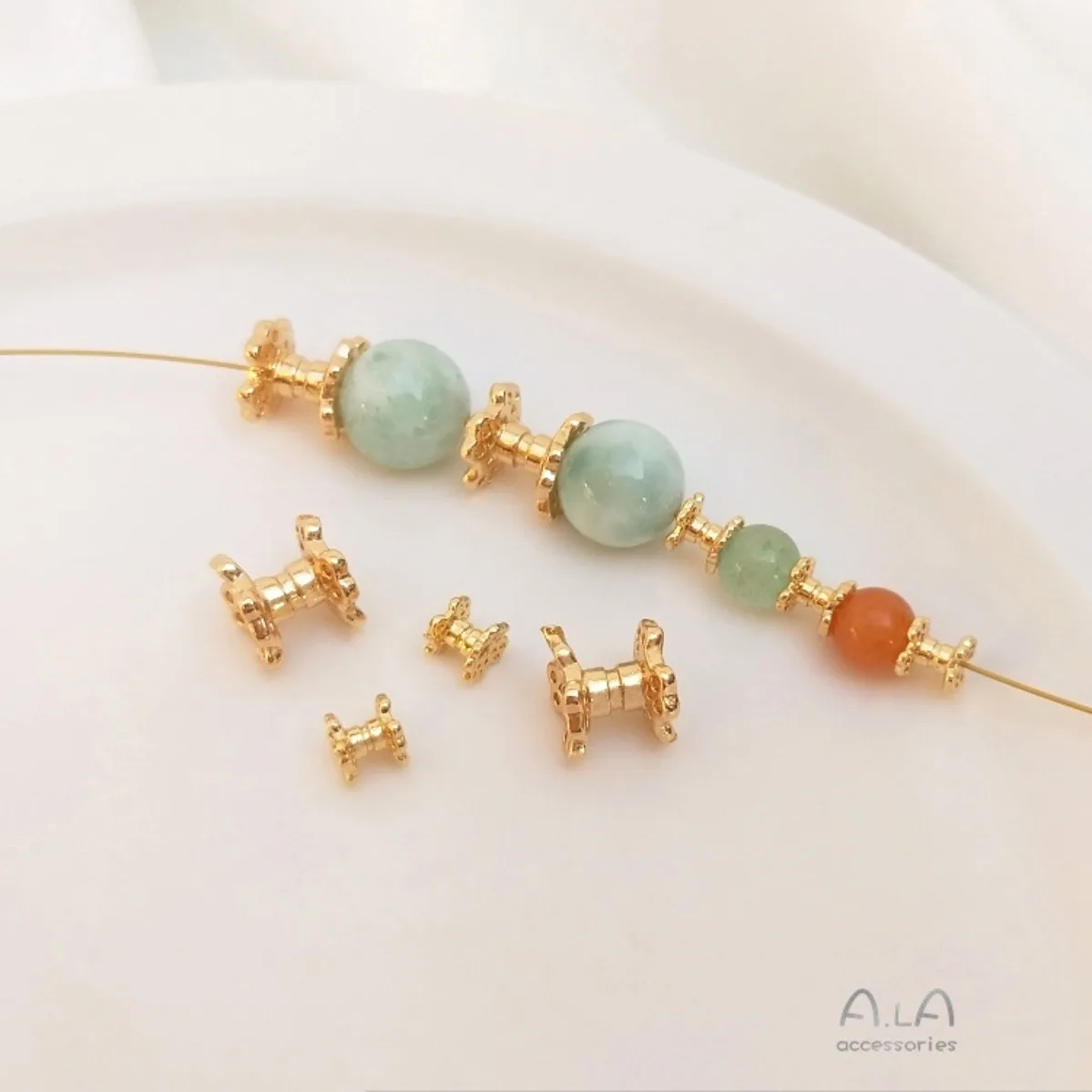Brass Gold Plated Double Sided Flower Bead Cap Spacer DIY Bracelet Necklace Handmade Jewelry Findings
