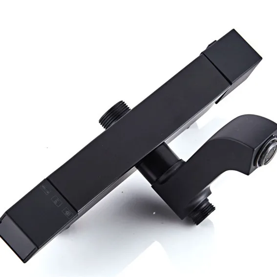 Sistema de chuveiro de banheiro quente e frio preto termostático conjunto de chuveiro de banheiro 12 Polegada cabeça de chuveiro de chuva quente e fria conjunto de torneira do banheiro