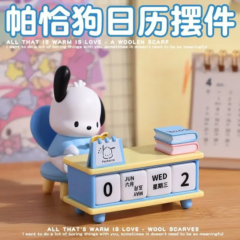 Sanrio Desk Calendar Series Exquisite Anime Peripheral Kuromi Pochacco Static Desktop Decorative Ornaments Kids Toys Gifts