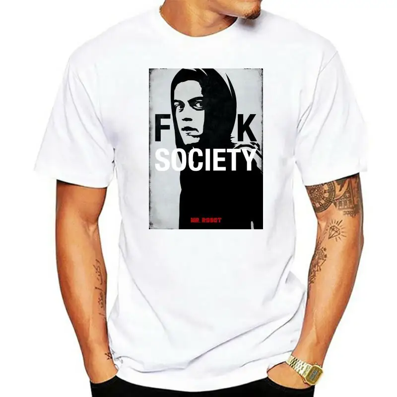 Mr Robot F Society Poster Mens White Custom Made T-Shirt