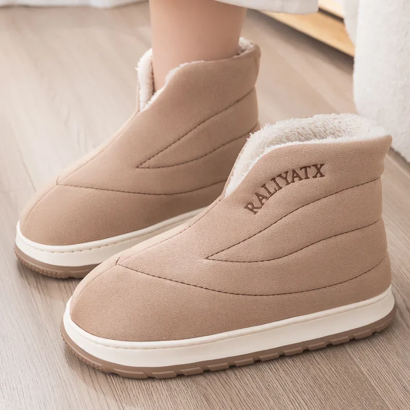 Winter Shoes for Women Couple's Home Casual Shoes Keep Warm Plush Snow Boots Soft Cotton Shoes Thick Heels Anti-skid Ankle Boot