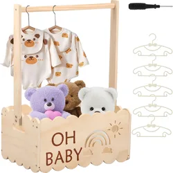 Wood Baby Shower Crate Closet Baby Shower Basket with Handle Practical Multipurpose Gift Basket for Boys Girls New Parents