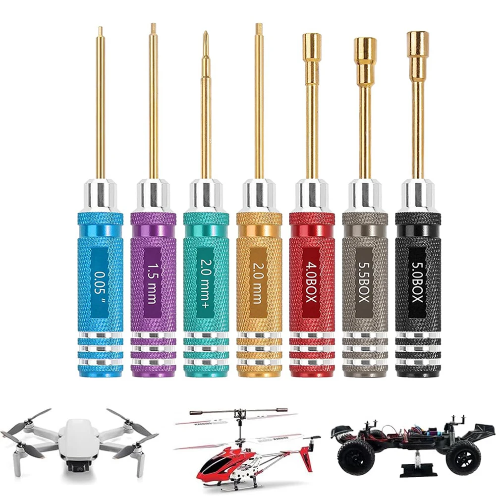 7PCS Hex Screwdriver Set Repair Tool Kit Set Nut Key Socket For RC Cars 4.33inch For Repairing Assembling RC Models Cars Drones