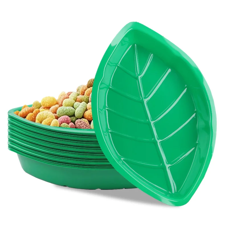 

6/12Pcs Green Palm Leaf Plate Snack Food Candy Tray Hawaiian Tropical Summer Party Decor Jungle Birthday Party Wedding Supplies