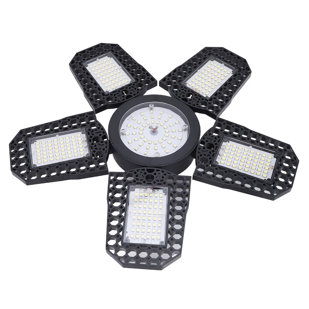 100-277V Garage Ceiling Light 23.5W 2994 Luminous Flux Panel Light CRI 82 6 Deformable Panels Garage Light Fixture Workshop