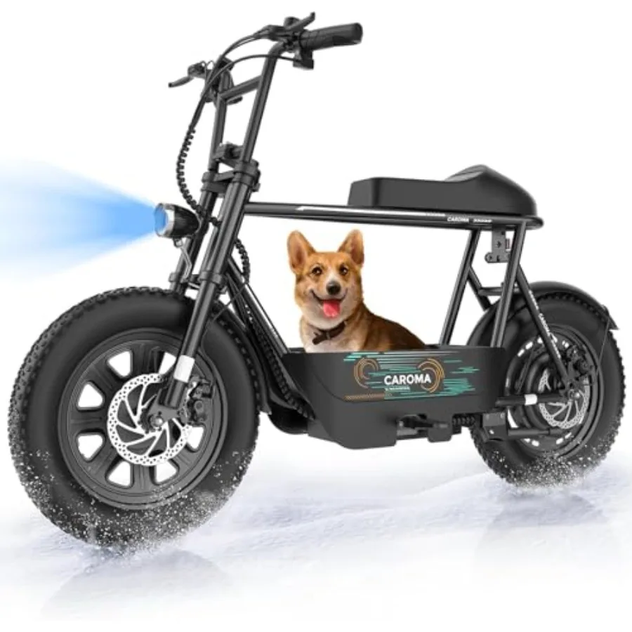 

Electric scooter with seat for urban commuting and light off-road use aluminum alloy frame black finish 1200W motor 16 fat tire