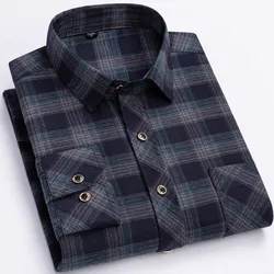 New Design Plaid Shirt Men Spring 2025 Long Sleeve Casual Soft Single Pocket Standard Fit Daily Home Trip Checked Male Clothing