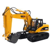 1: 14 Huina 1535-1 Remote Control Engineering Vehicle Semi alloy Remote Control Electric Excavator with Gripper Drill Bit Toy