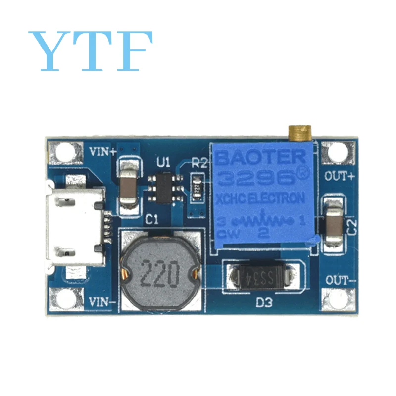Mt3608 TYPE-C/Usb/Micro 2a Max DC-DC Step Up Power Module Booster Power Module 2-24V Naar 5V/9V/12V/28V
