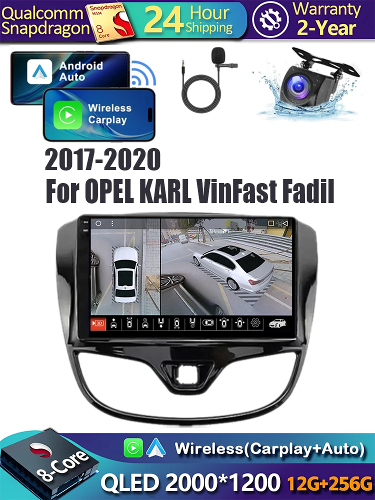 Android 15 Carplay Auto Qualcomm 2K QLED Scherm Autoradio Speler Voor Opel Karl Vinfast Fadil 2017-2020 GPS multimedia Wifi DSP - afbeelding 2