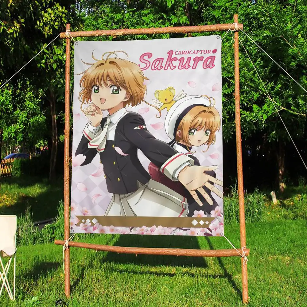 C-Cardcaptor S-Sakura Kawaii Colorful Flag Wall Hanging Bohemian Wall Banner Mandala Indoor Art Decor