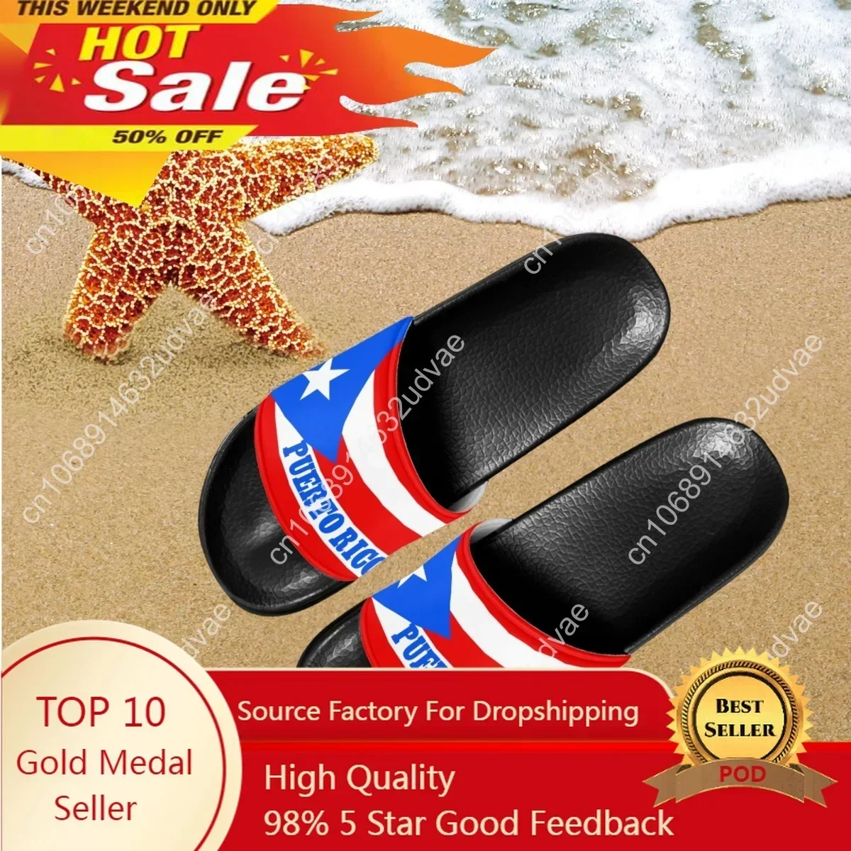 

Brand Designer Puerto Rico Flag Pattern Female Slippers Lightweight Breathable Women Home Shower Slippers For Girls Household