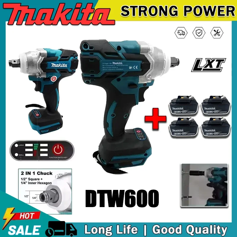 

Makita 3100IPM DTW600 18V Cordless Wrench 1/2Inch Brushless Screwdriver Rechargable Electric Screwdriver Vehicle Service Tool