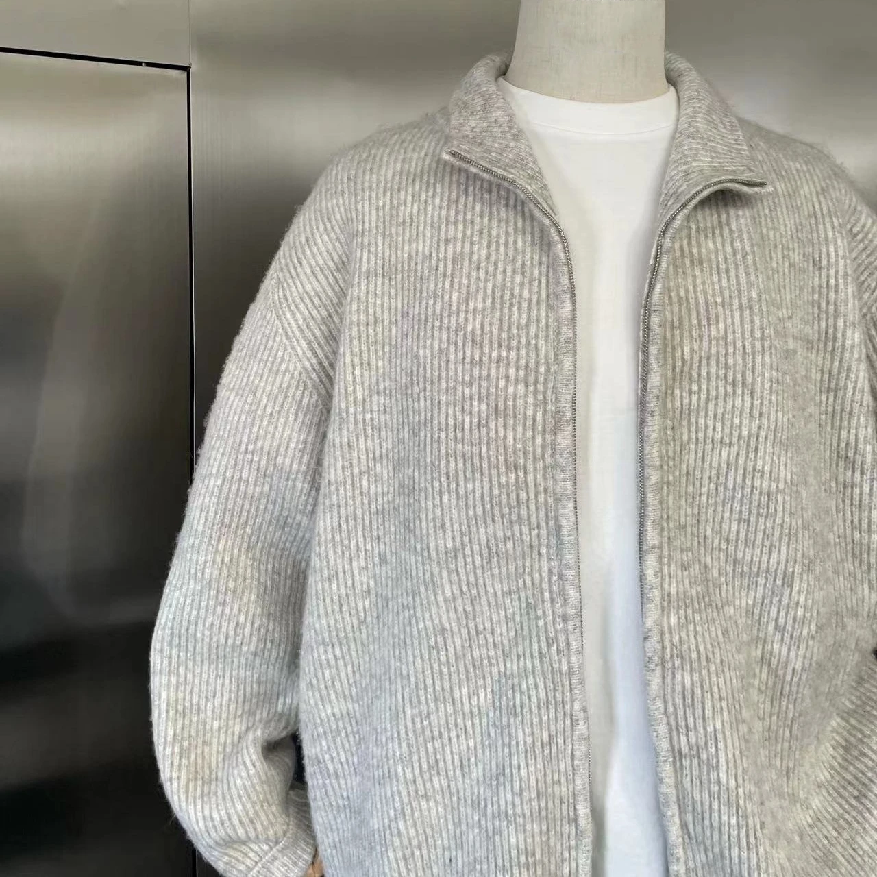 Loose Fit Men's Knitwear Cardigan Pure Color Oversized Sweater Autumn Winter Youth Casual Faion Polyester Fiber Coat