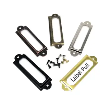 12個裝 17x60mm 金屬鐵質標籤拉框把手 文件名片夾 適用於珠寶櫃 家具櫃 抽屜 木盒 10 最佳銷售 金屬把手 - №3