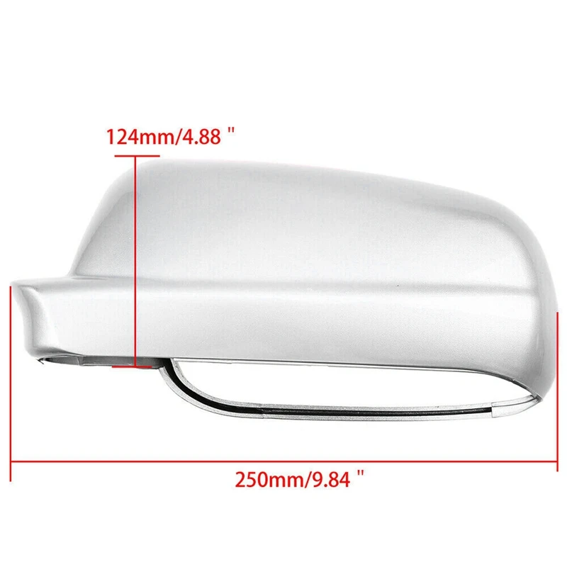 Left Side Rear View Mirror Cover Plastic Silver Weatherproof For Golf Jetta MK4 1999-2005 3B0857537B