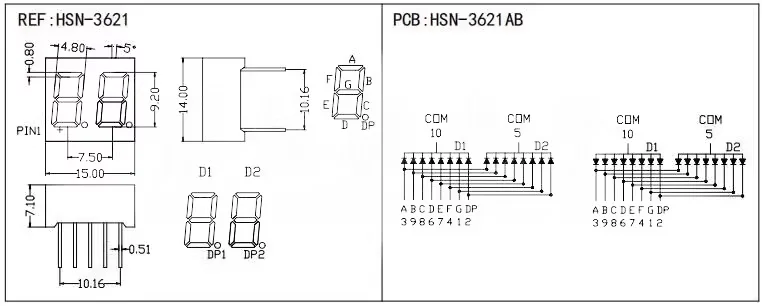 5 Stück Digitalröhren-Display 0,28 0,36 0,4 0,56 Zoll LED 7-Segment Gemeinsame Anode/Kathode 1 2 3 4 Bit Rot Blau Weiß Grün Gelb – Detail 6