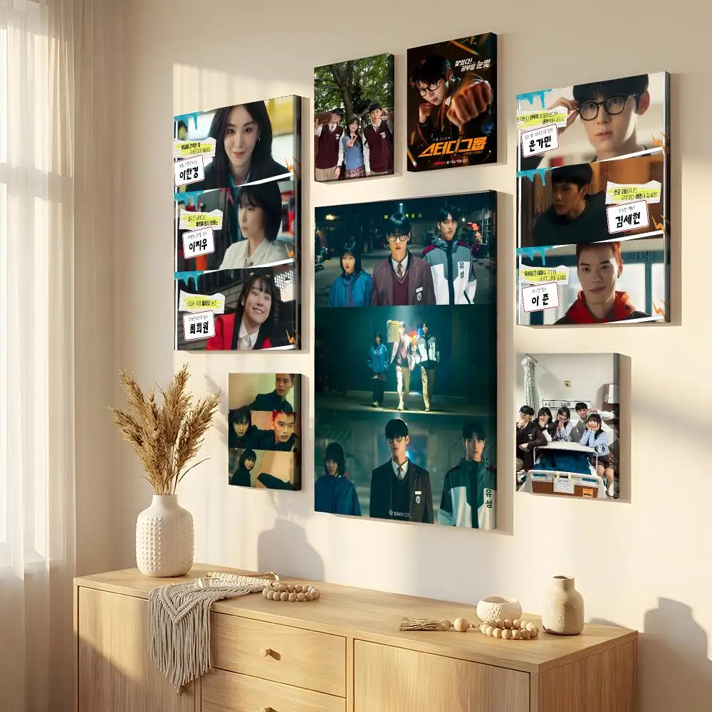 Hot Kdrama S-Study Group Framed Wall Painting Framed Canvas Wall Art Waterproof Wall Decor For Living Room Bedroom