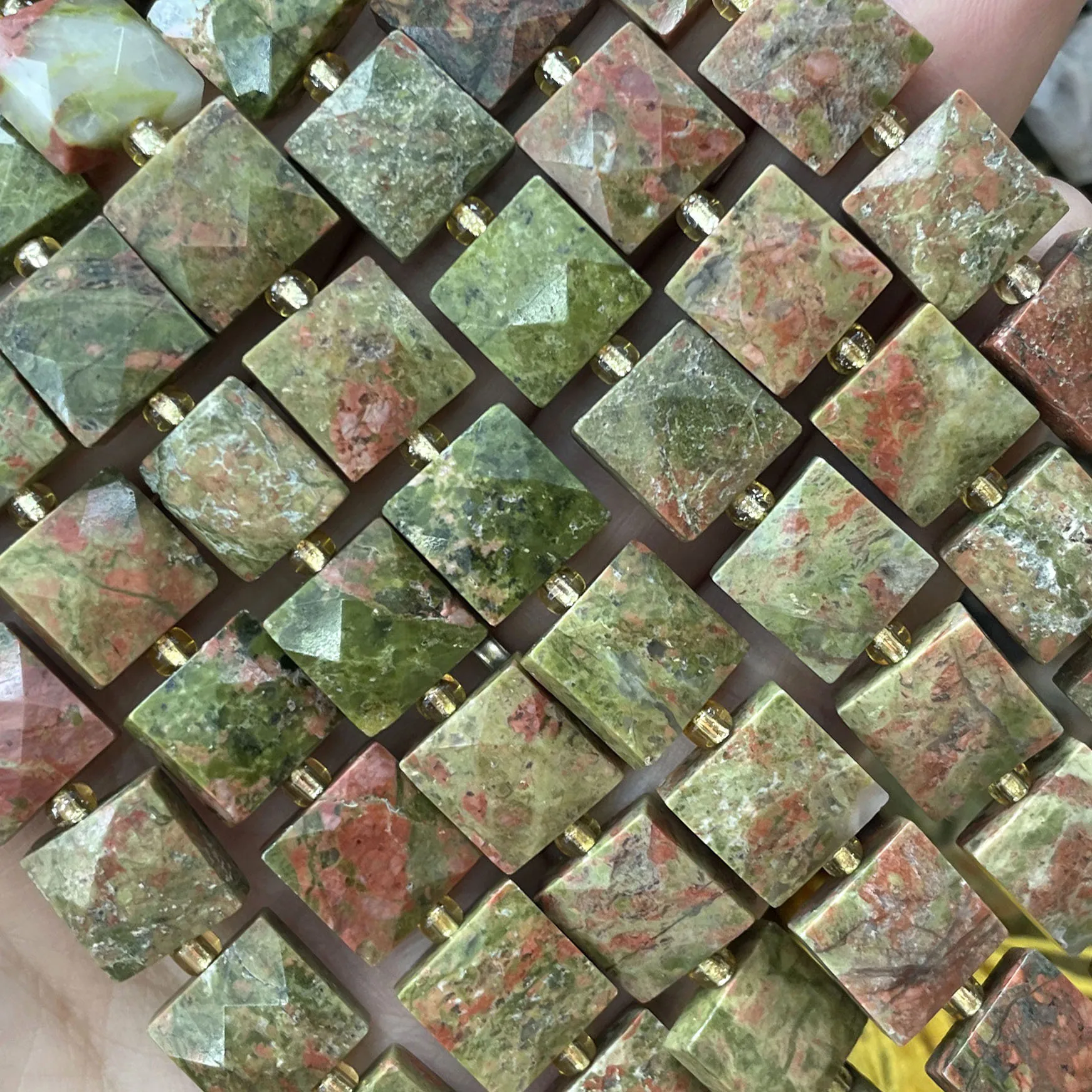 10 mm facettierte quadratische bunte Picasso-Jaspis-Abstandsperlen aus Naturstein für die Schmuckherstellung, DIY-Armband, Halskette, Zubehör – Detail 19