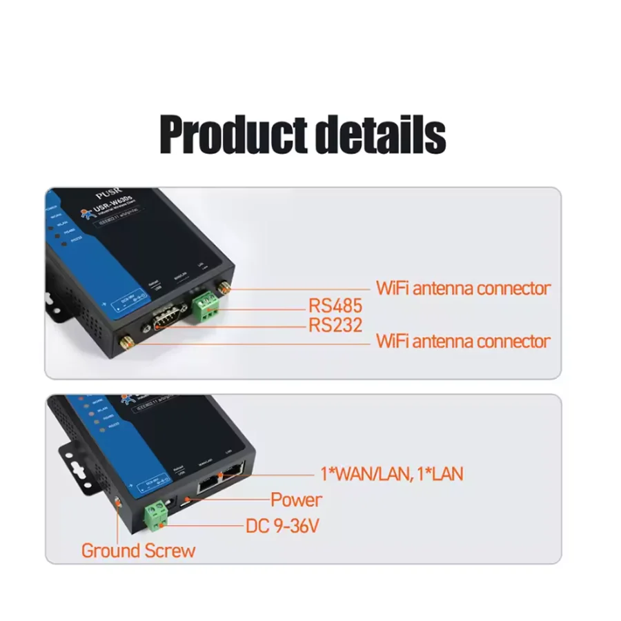 W630s الصناعية ثنائي النطاق WIFi5 العميل اللاسلكي Modbus بوابة MQTT 2 منافذ إيثرنت RS232 RS485 إلى محول WiFi