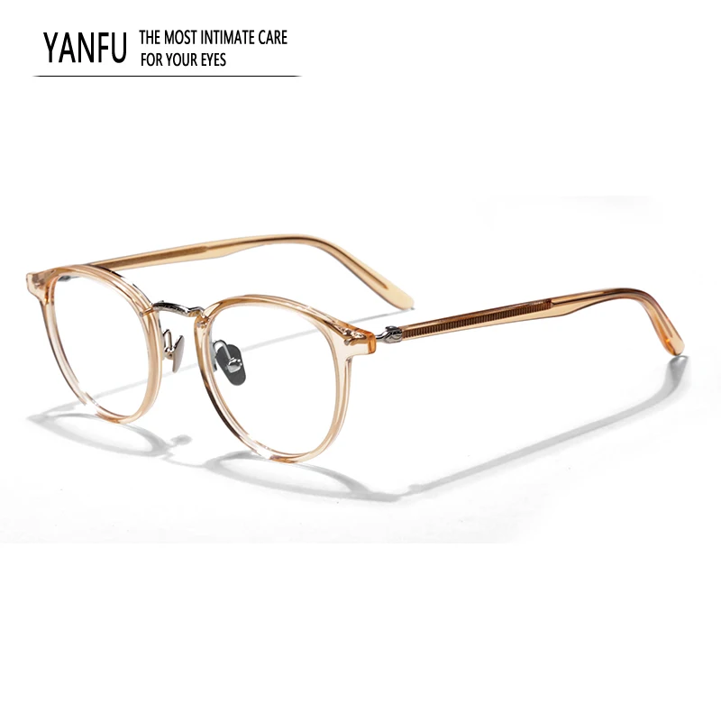 Retro Round Eyeglass Frame for Men Women Optical Glasses Frames Fashion Tortoise High Quality Acetate Reading Eyewear Myopia