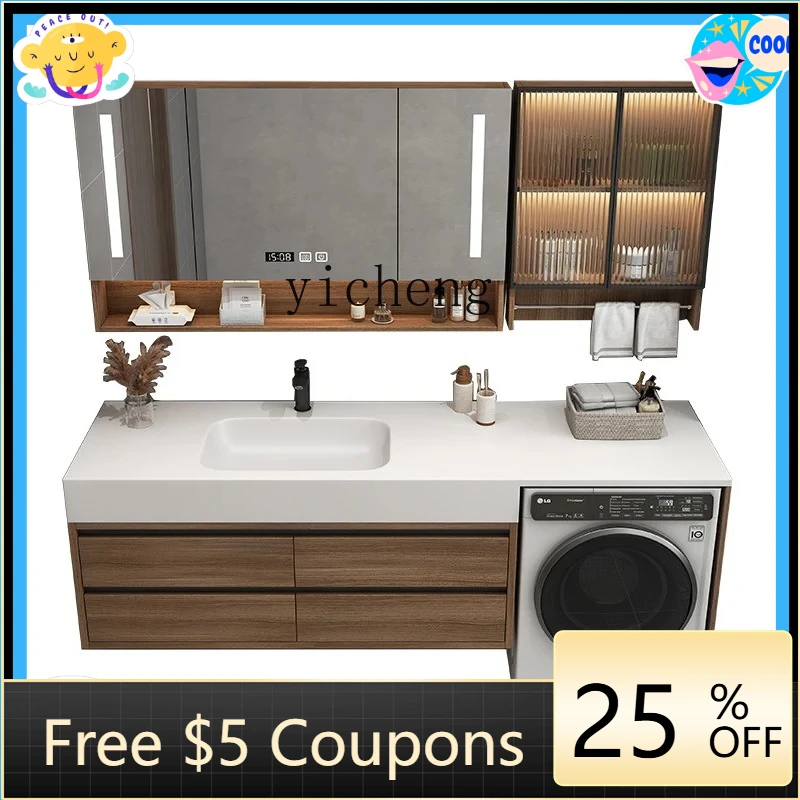 

AB rock slab bathroom cabinet combination hand washing basin balcony washing machine integrated basin cabinet