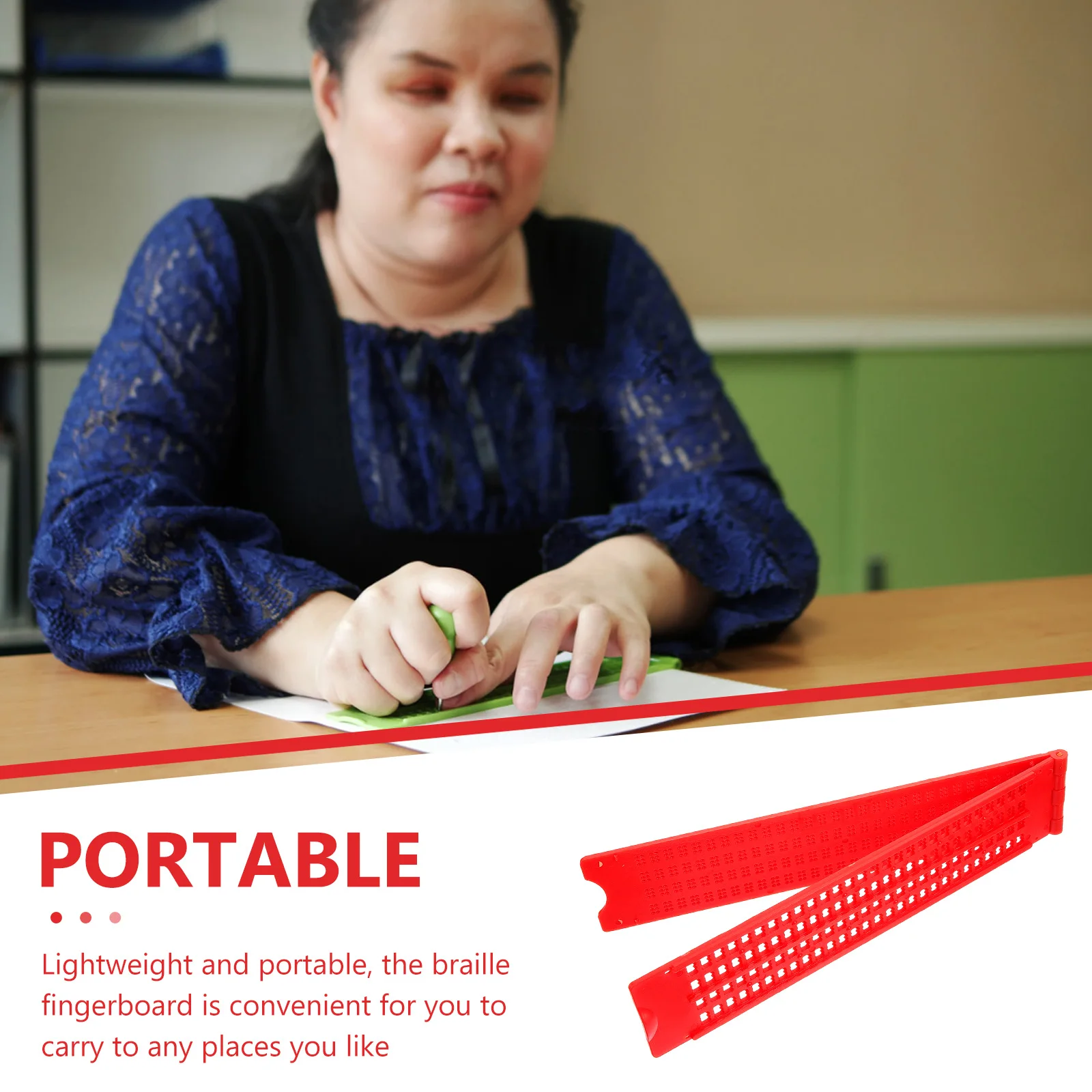 

Cell Plastic Blind Board Red Braille Writing Fingerboard For Blind Braille Writing Plate Portable Reusable Health Accessories