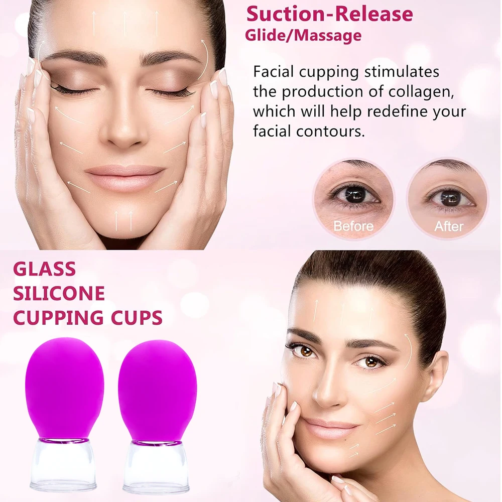 Silicone vácuo cupping massagem frascos anti celulite massagem facial ventosas rosto pescoço elevador raspagem da pele guasha anti rugas