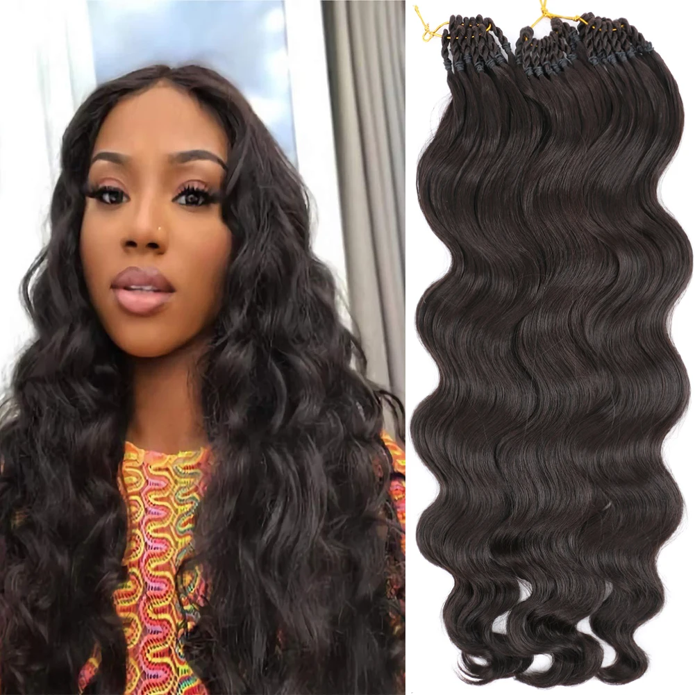 Dairess-Tranças onduladas naturais da deusa para mulheres negras, cabelo crochê ondulado do corpo, cabelo sintético longo, 24"