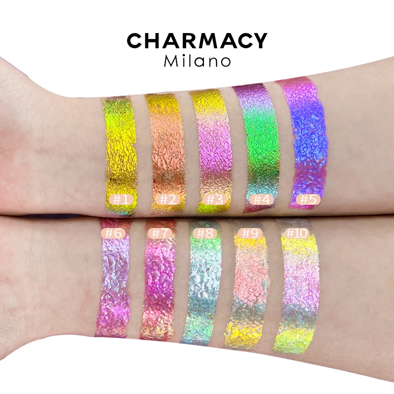 CHARMACY Multichrome High Quality Professional Gel Eyeshadow Glitter Long-lasting Vegan Eye Shadow Cosmetic Make-up for Women