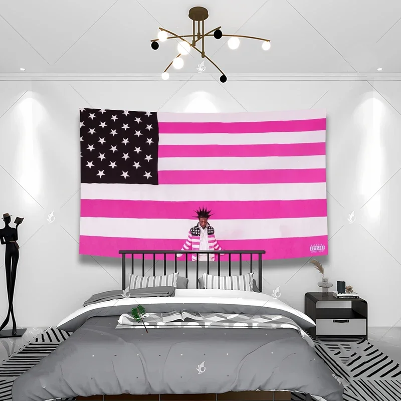 Lil Uzi Poster Vert Pink Tape Musikalbum Wandkunst Wandteppich Meme Amerikanische USA Flagge Hintergrund Kulissen Y2k Ästhetische Wandteppich #