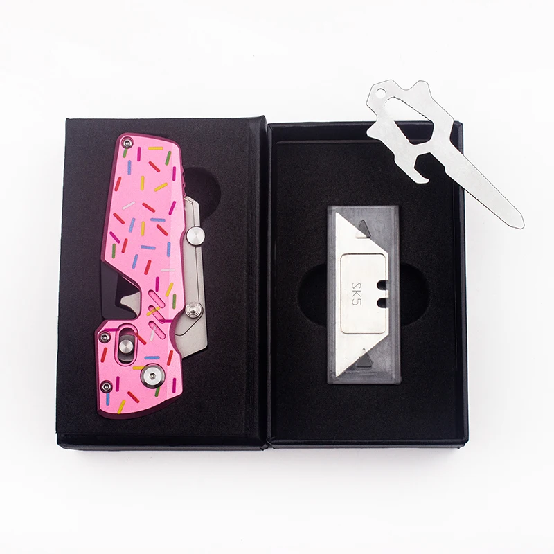 BHBT ミニ折りたたみポケットユーティリティナイフ文具アルミ合金ポータブル EDC ボックスカッター交換可能な刃