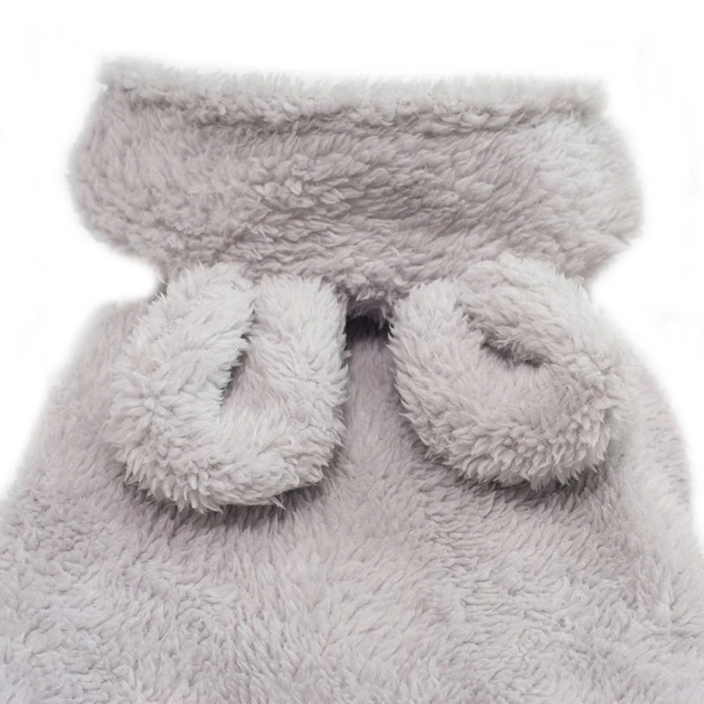 

Thickened Hooded Dog Winter Clothes Fleece Sweatshirt Bear Ears Buckle Closure No Sleeve Warm Pet Apparel for Outdoor Christmas