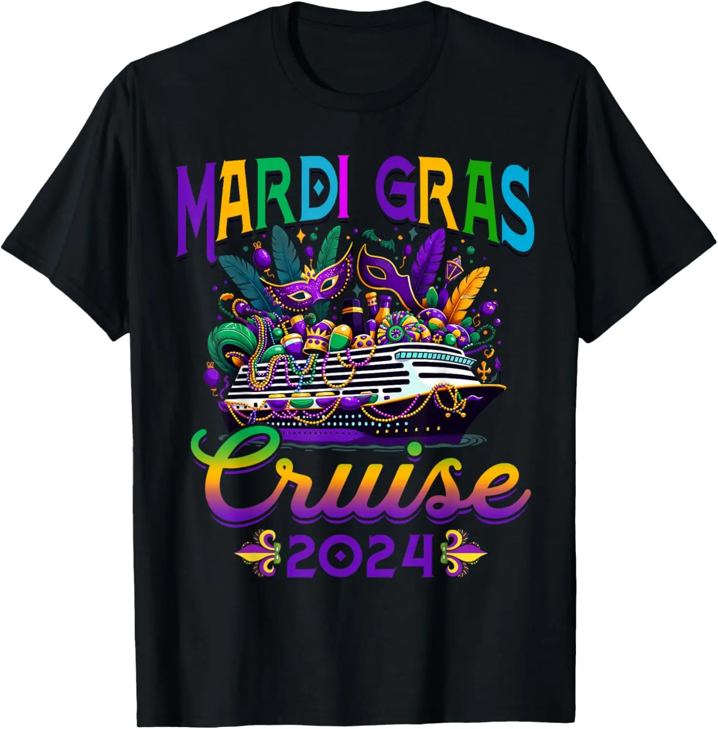 Mardi Gras Carnival Cruise 2024 Cruising Mask Ship Party T-Shirt