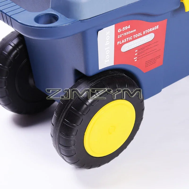 Plastic Rolling Garden Seat Storage Box Carts with Wheels Garden Cart Rolling Storage Bin With Bench Seat and Interior Tool Tray